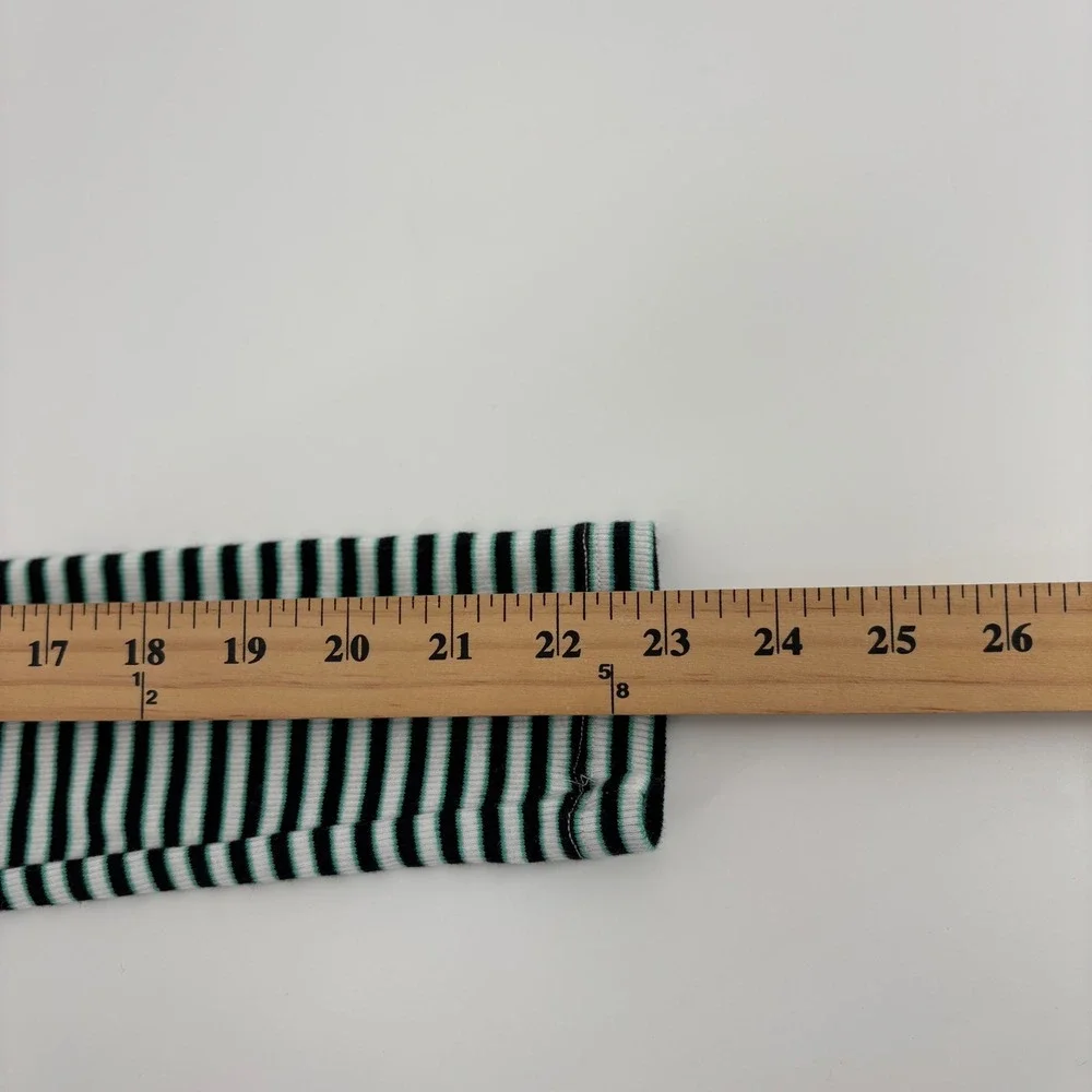 Levis Womens Striped Turtleneck‎ Cropped Long Sleeve Top XS Black White Green